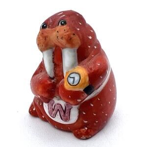 Vtg Franklin Mint Animal Alphabet W Figurine Richard Walz Walrus with Watch 1.5"